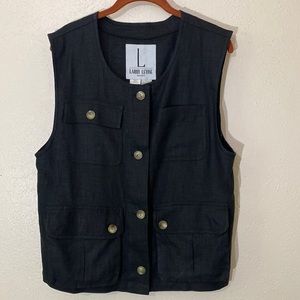 80s Larry Levine Black Button Vest